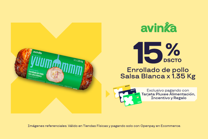 15% DSTO. EN ENROLLADO DE POLLO SALSA BLANCA